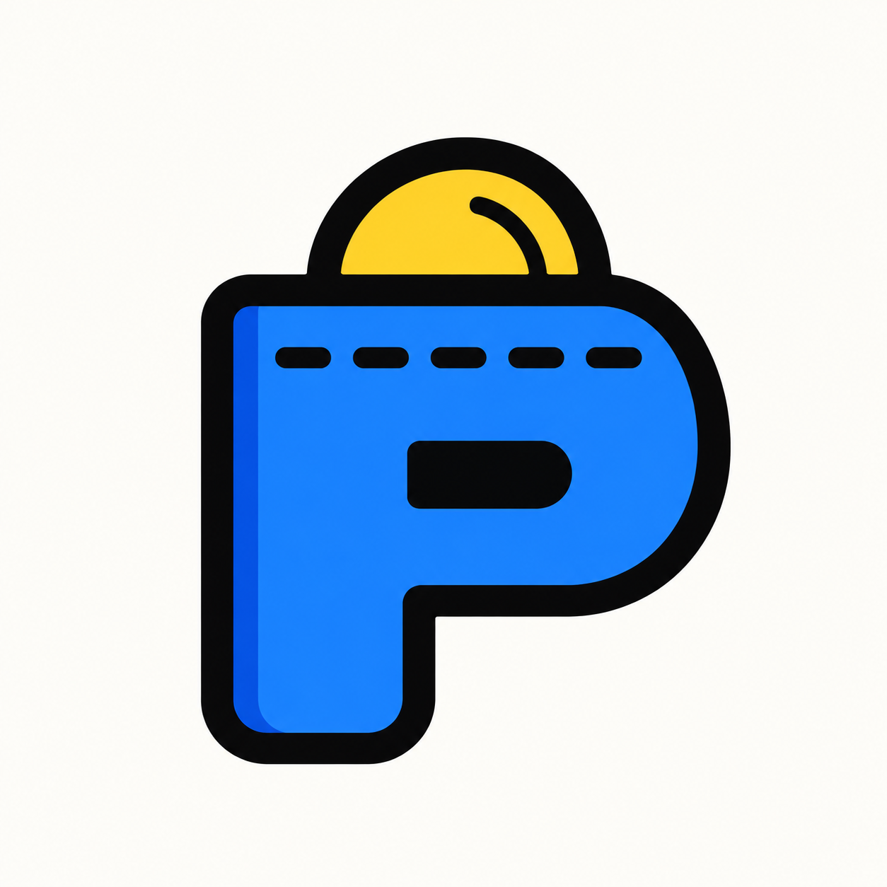Pocketly blue P wallet and yellow coin artwork
